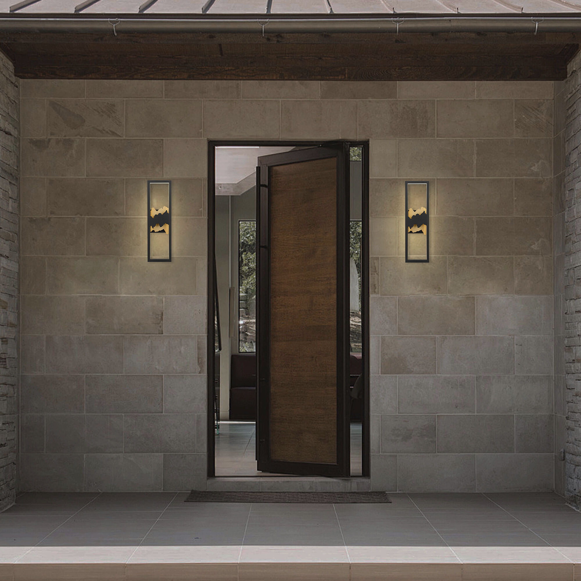 Sunrize LED 22 inch Sand Black Outdoor Wall Sconce